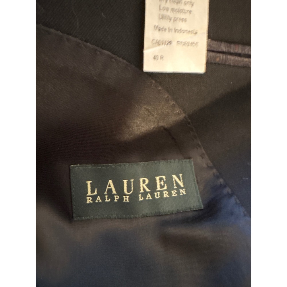 Lauren Ralph Lauren Black Wool Two Button Blazer Men's Size 40R Sport Coat - Picture 10 of 10